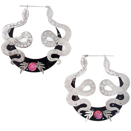 Snake Moon Hoop Earrings