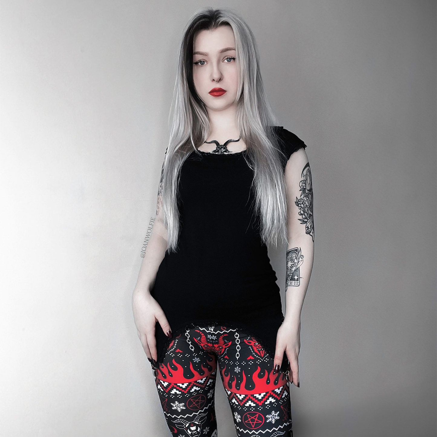 Leggings taille haute en tricot Evil Demon