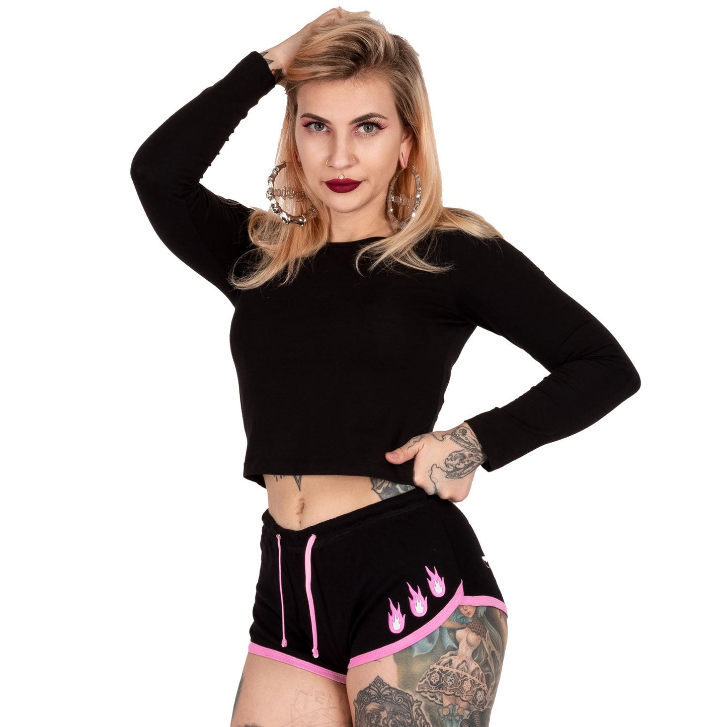 Bebé Baphomet Cabra Pantalones cortos con ribete rosa y delfín