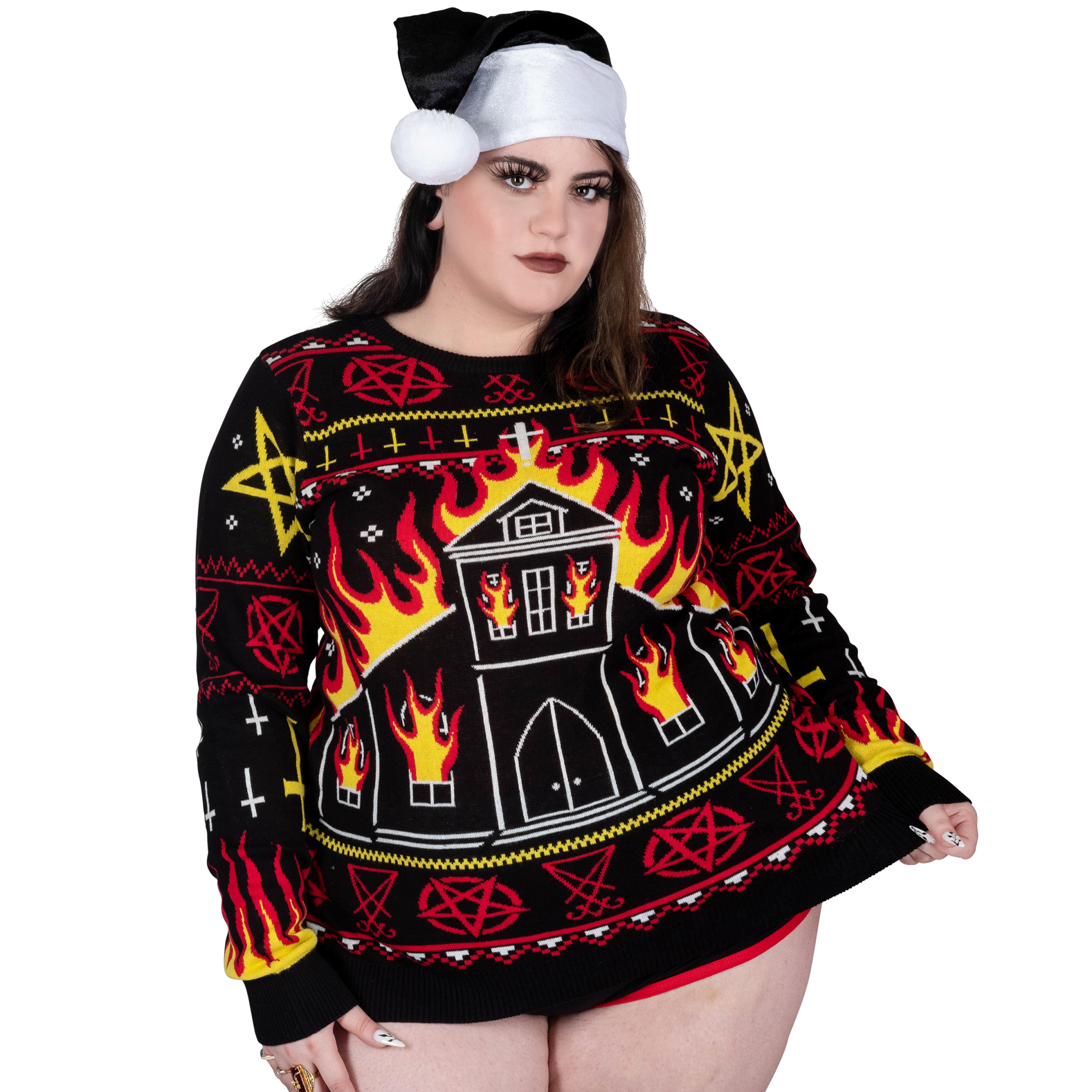 Too Fast | Christmas Sweater | Black Metal Church Fire