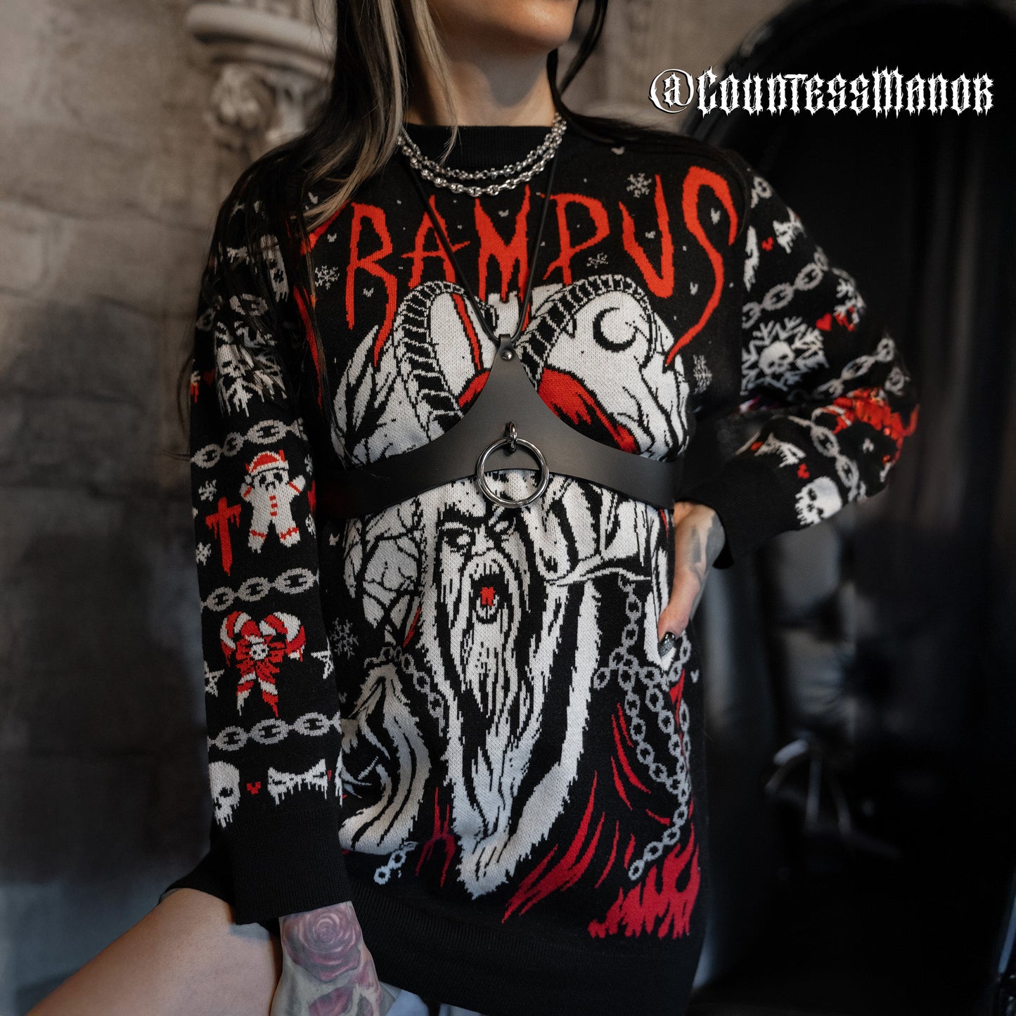 Death Metal Krampus Christmas Sweater