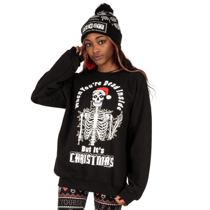 Too Fast | Christmas Sweatshirt | Dead Inside Skeleton