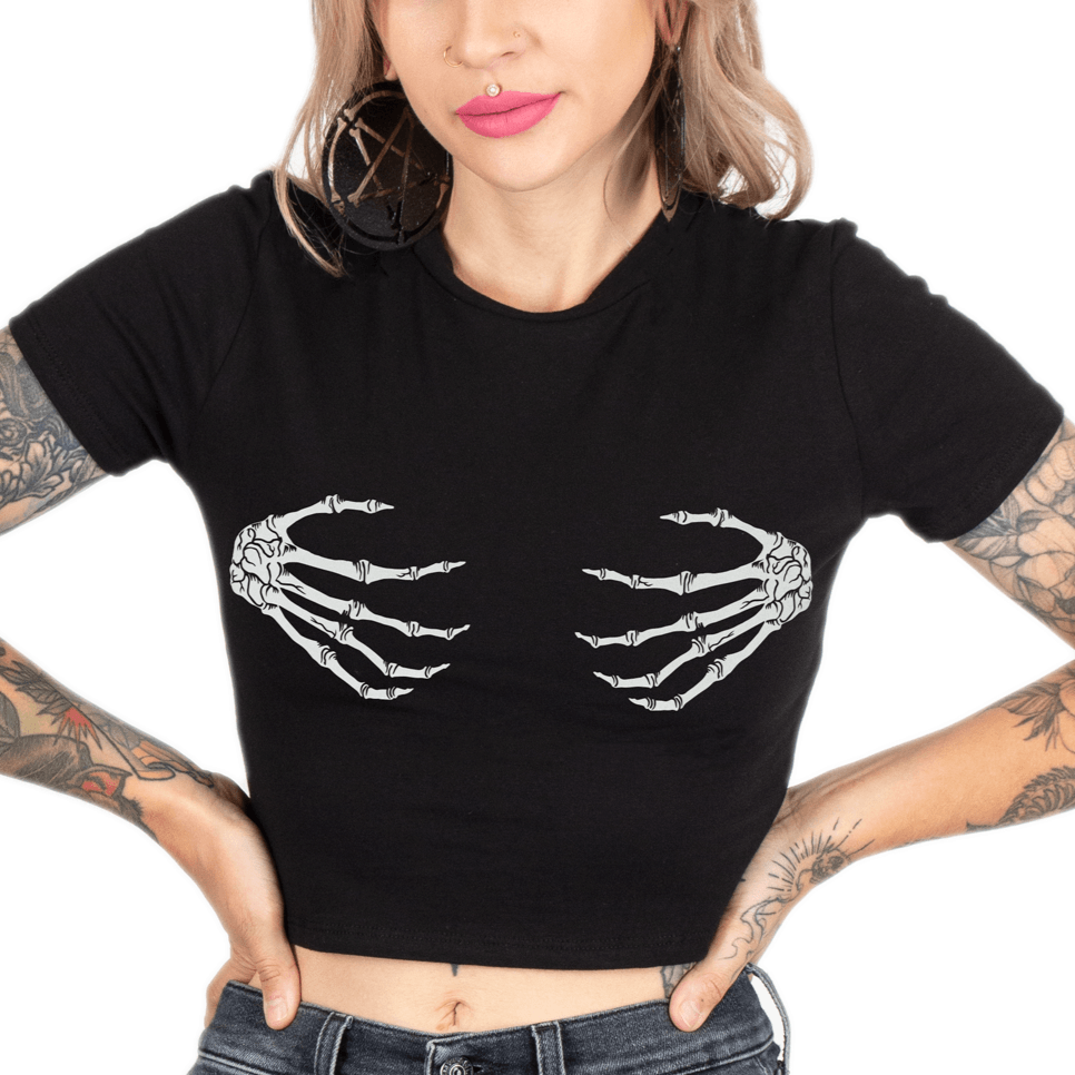 Too Fast | Crop Baby Tee | Skeleton Hands