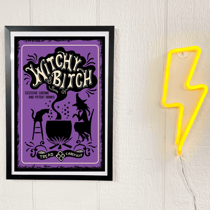 Too Fast | Poster Art Print | Witch Bitch Warning Sign Poster