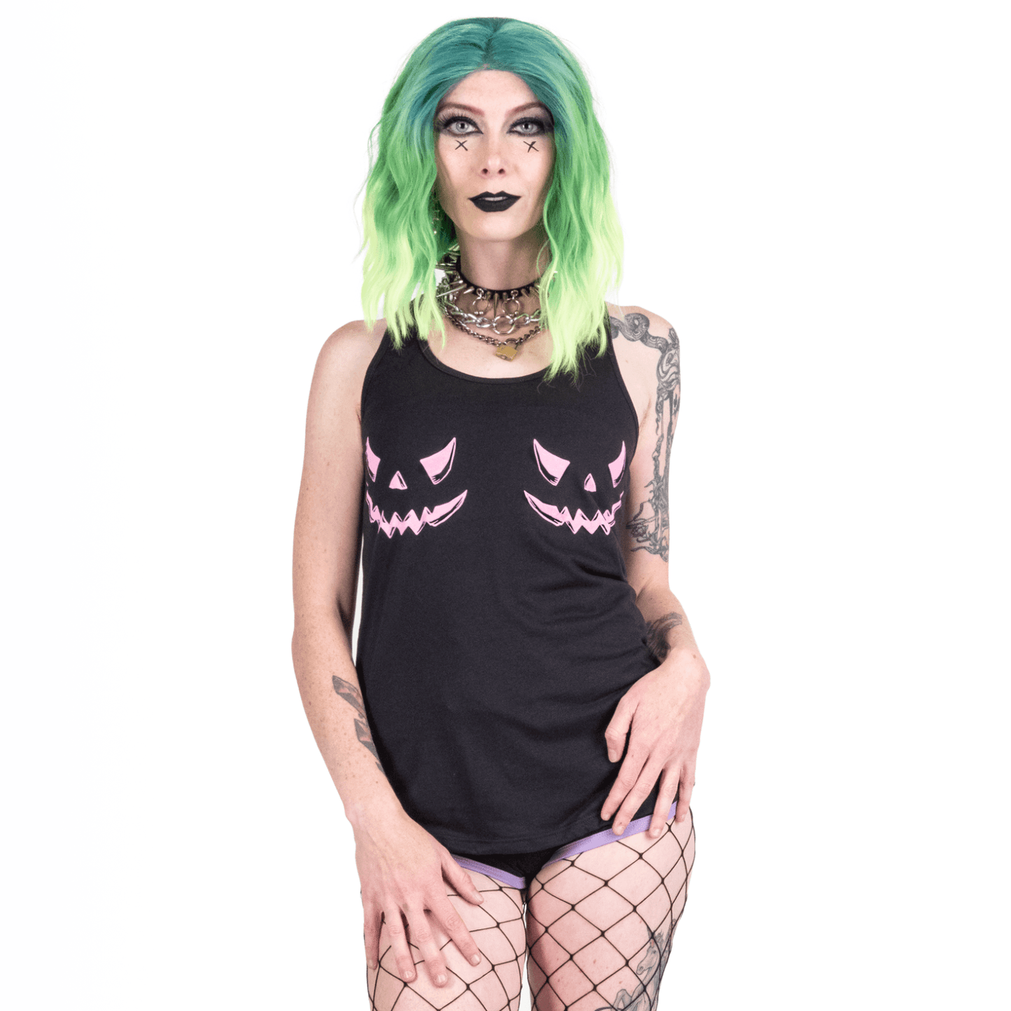 Too Fast | Racerback Tank Top | Pink Pumpkin Face