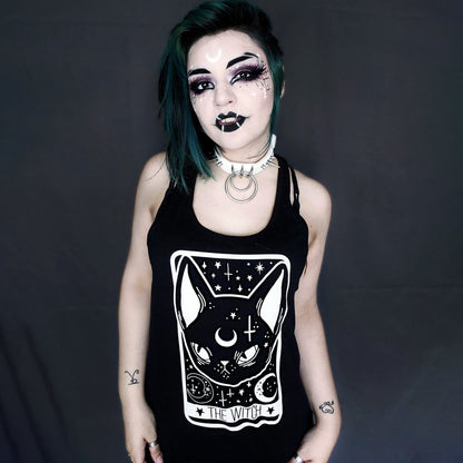 Too Fast | Racerback Tank Top | The Witch Black Cat Tarot Card