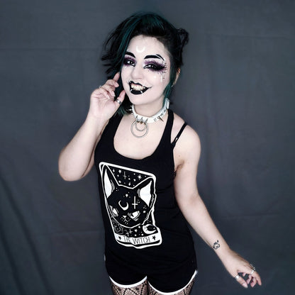 Too Fast | Racerback Tank Top | The Witch Black Cat Tarot Card