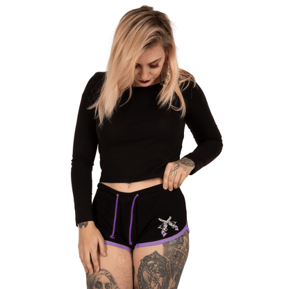 Too Fast | Short Shorts Black Purple | Hot Stuff Cowgirl