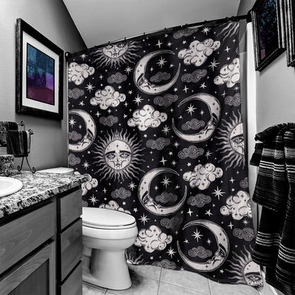 Too Fast | Shower Curtain | Xtra Celestial Sun And Moon Lolle