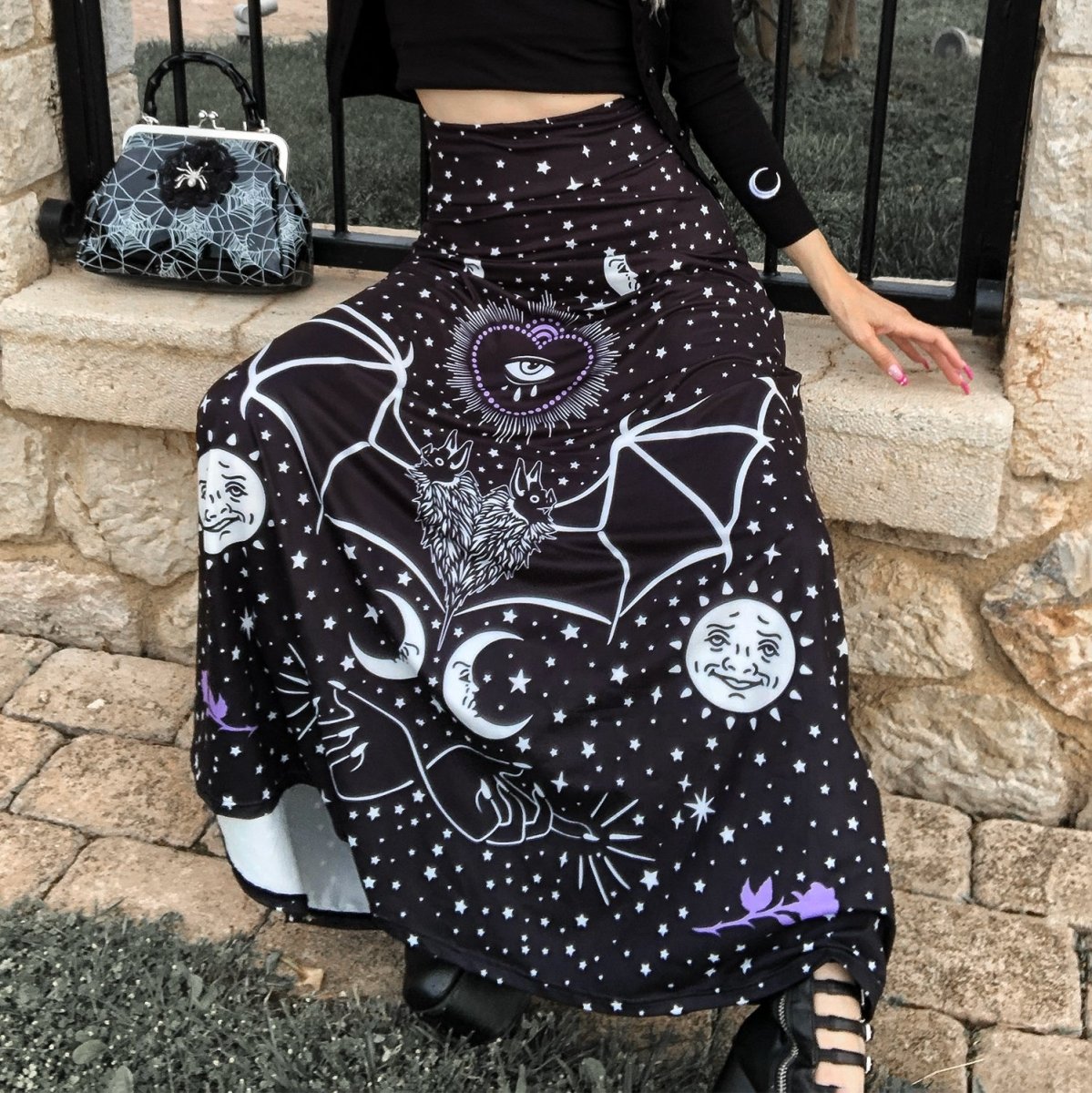 Too Fast | All Seeing Bat Eye Magick Maxi Skirt