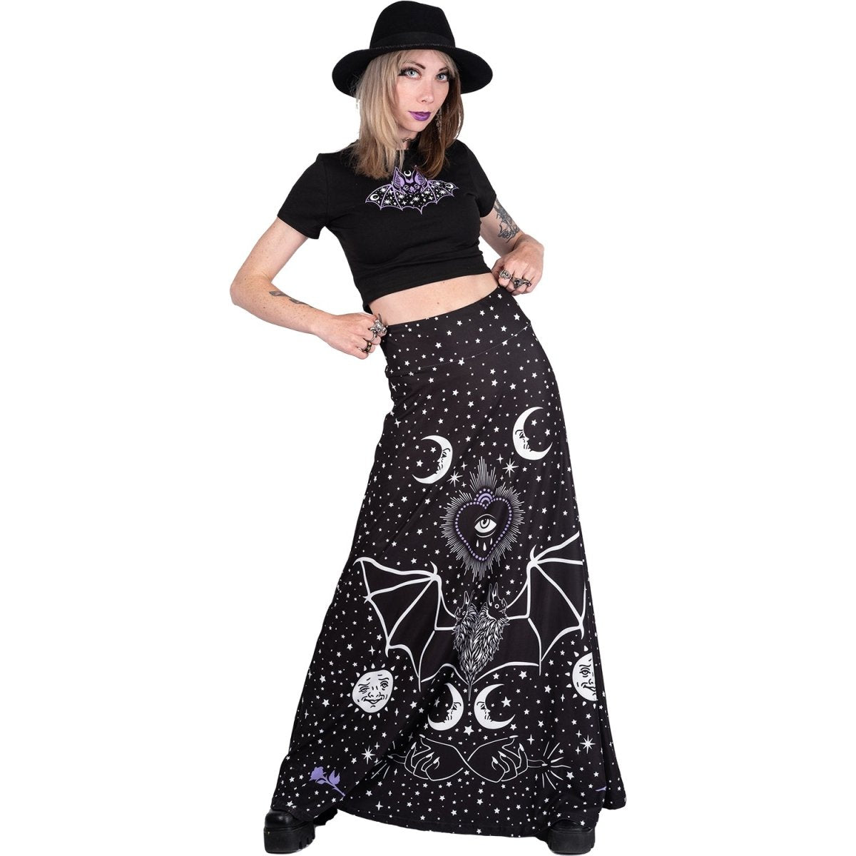 Too Fast | All Seeing Bat Eye Magick Maxi Skirt