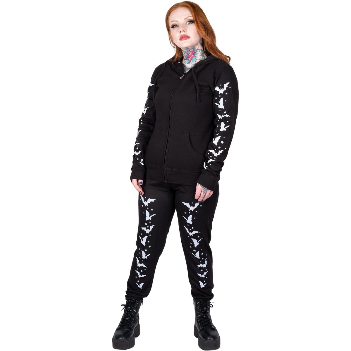 Too Fast | Bats and Stars Zip Up Hoodie Hooded Sweatshirt