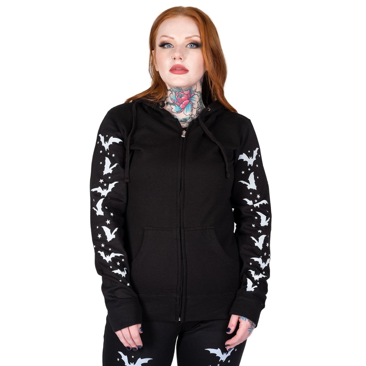 Too Fast | Bats and Stars Zip Up Hoodie Hooded Sweatshirt