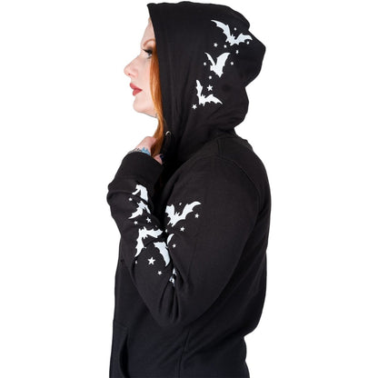 Too Fast | Bats and Stars Zip Up Hoodie Hooded Sweatshirt