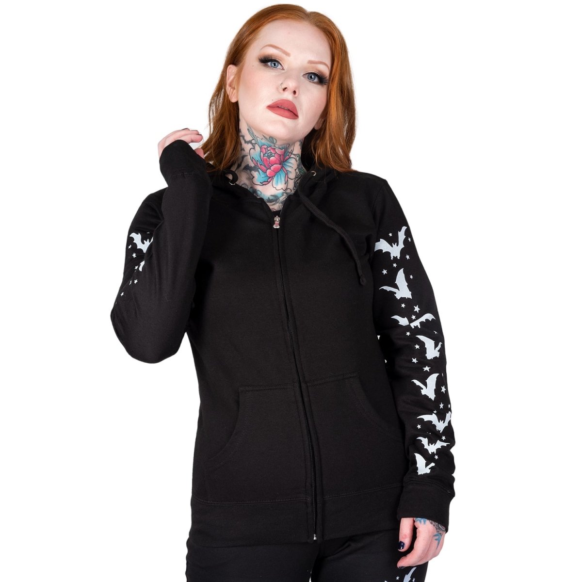 Too Fast | Bats and Stars Zip Up Hoodie Hooded Sweatshirt