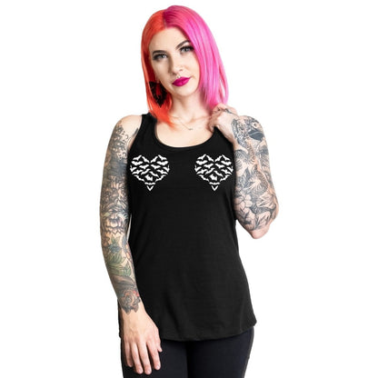 Too Fast | Batty Heart Black Graphic Tank Racerback Tank