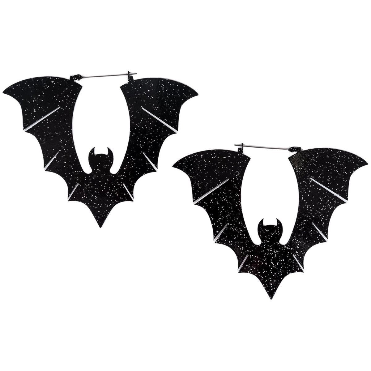 Too Fast | Black Glitter Halloween Bat Earrings