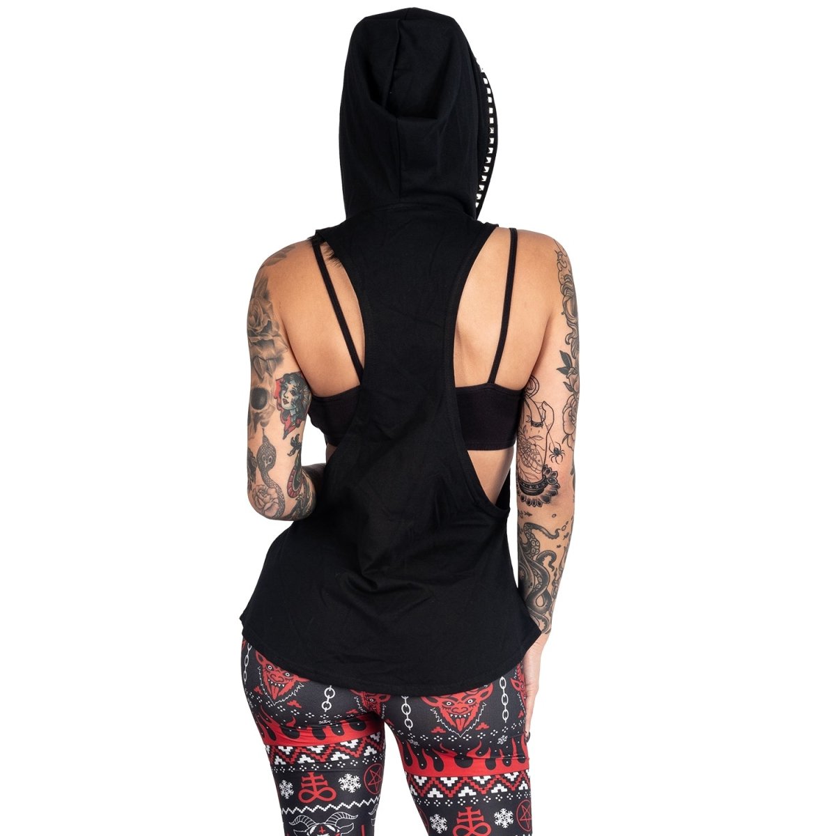 Too Fast | Black Studded Hooded Tank