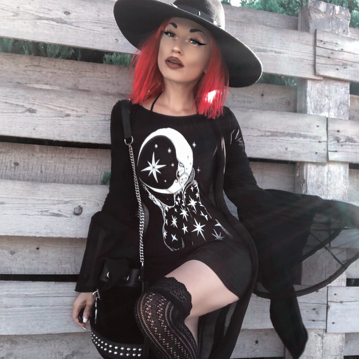 Too Fast | Celestial Goddess Hellz Bellz Bell Sleeve Dress