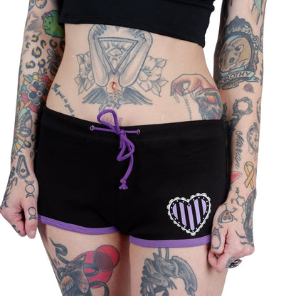 Too Fast | Daddy's Little Ghoul Purple Trim Short Shorts