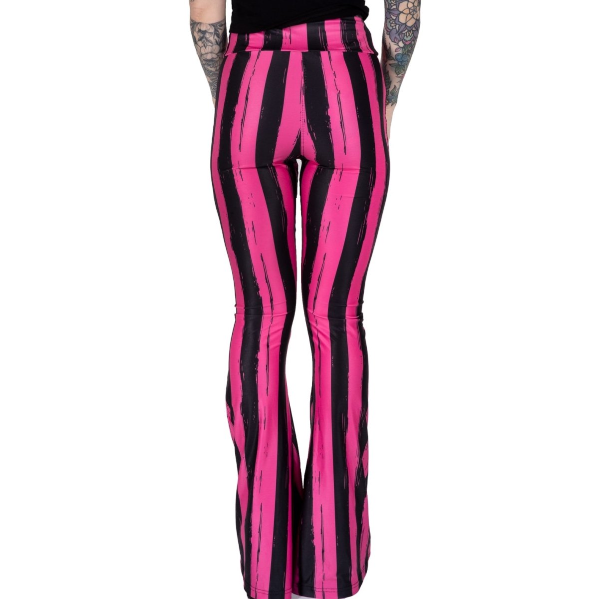 Too Fast | Distressed Pink Stripes Flare Pants Hellz Bellz