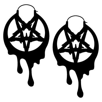 Too Fast | Drippy Metal Pentagram Hoop Earrings