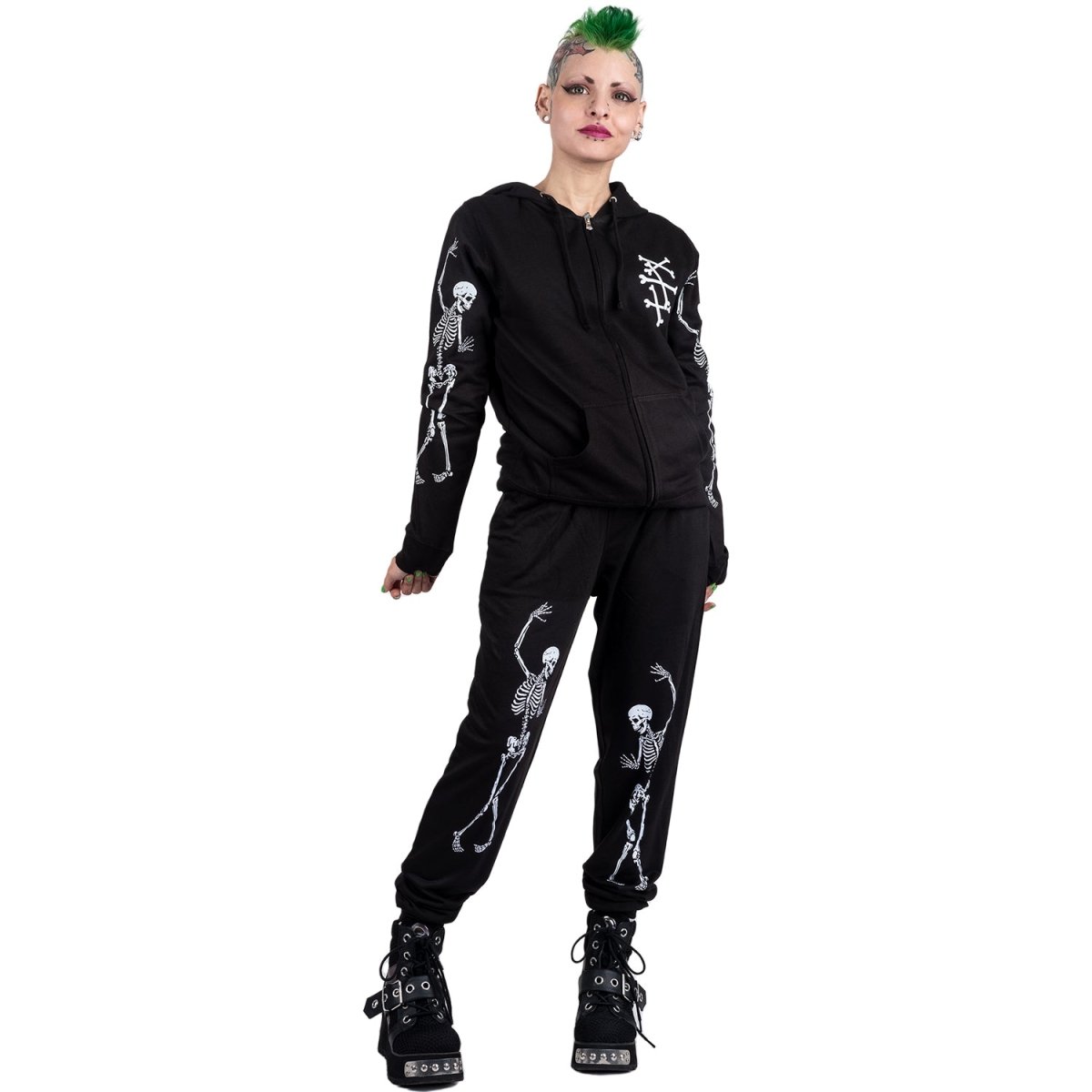 Too Fast | Drunkn Skeleton Skull And Bones Zip Up Hoodie Hooded Sweatshirt