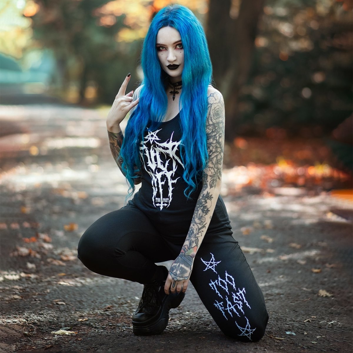 Too Fast | F Off Black Metal Logo Graphic Tank Racerback Tank