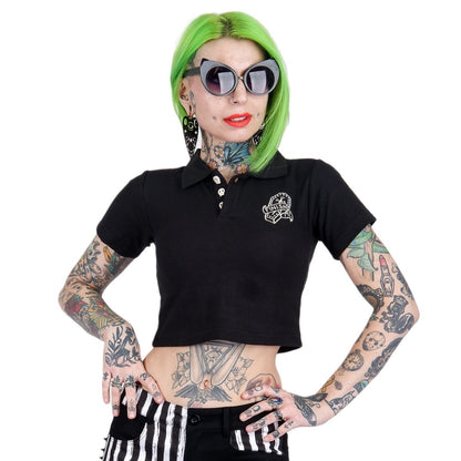 Too Fast | Finish Me Coffin Polo Crop Top