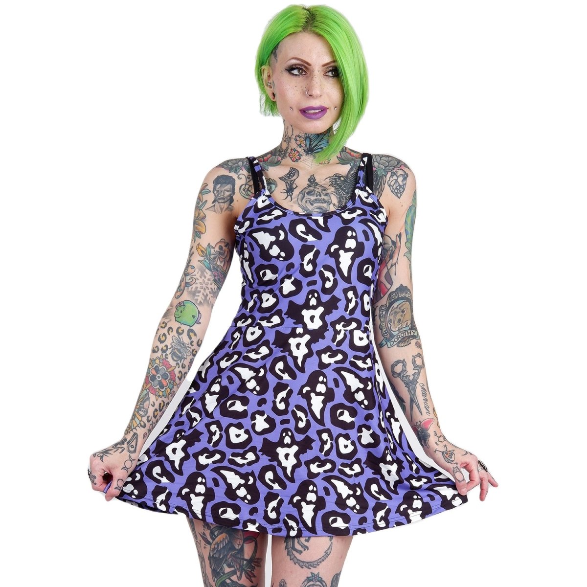 Too Fast | Ghastly Ghost Leopard Print Skater Dress