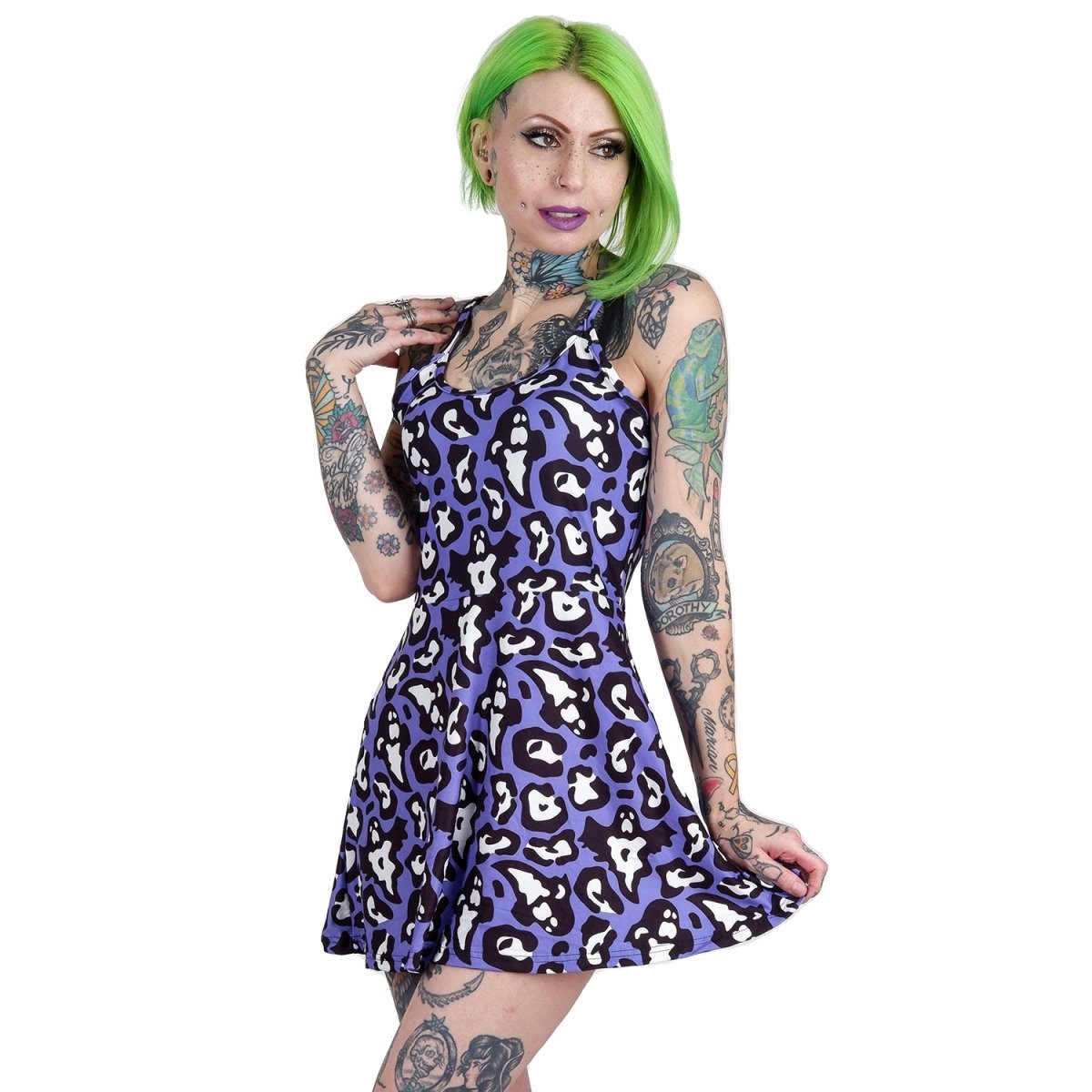 Too Fast | Ghastly Ghost Leopard Print Skater Dress