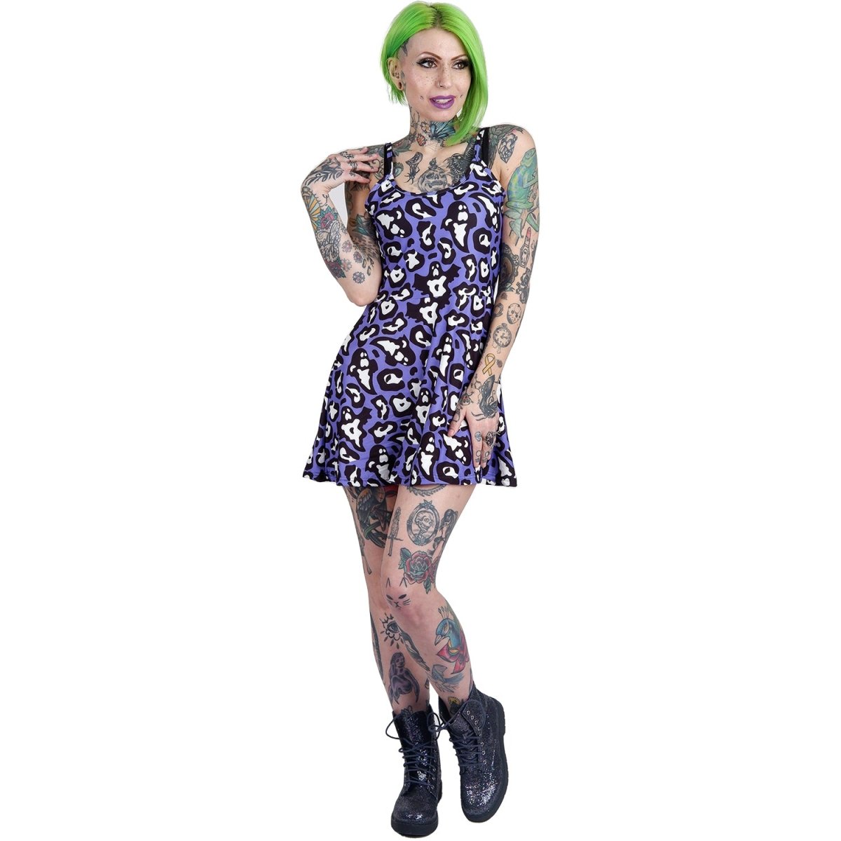 Too Fast | Ghastly Ghost Leopard Print Skater Dress