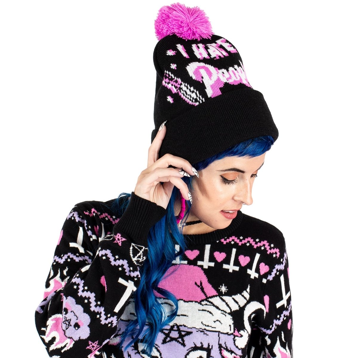 Too Fast | I Hate People Pom Pom Knit Beanie