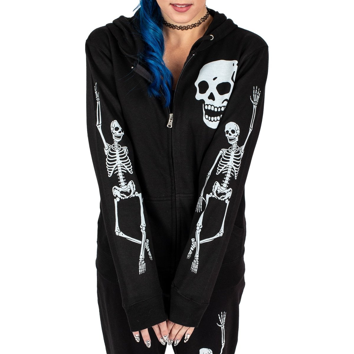 Too Fast | Just Chillin Skeletons Zip Up Hooded Sweatshirt