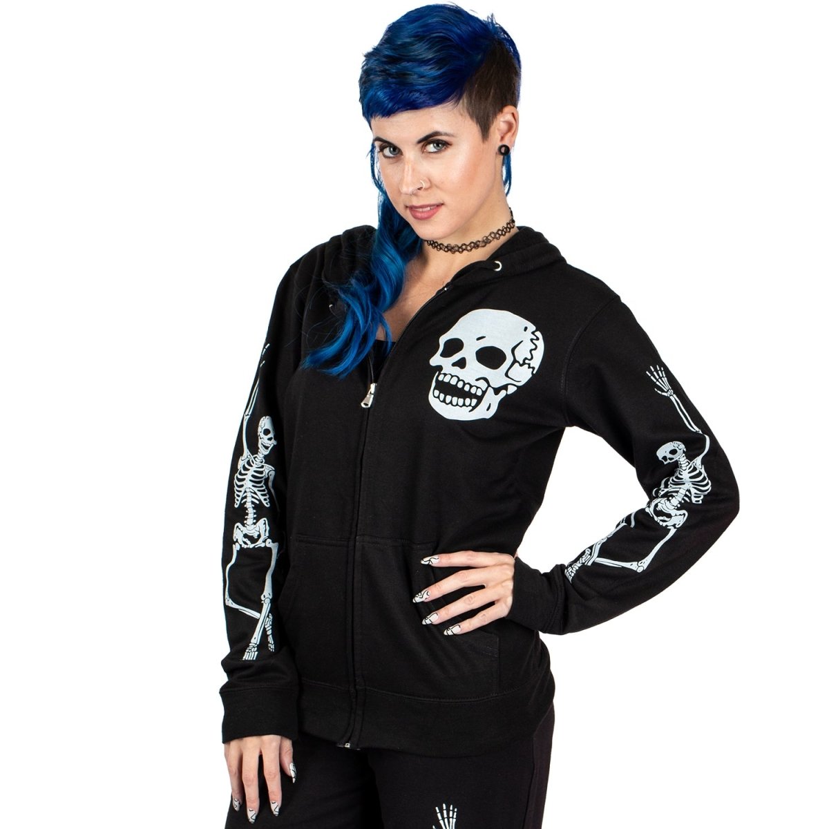 Too Fast | Just Chillin Skeletons Zip Up Hooded Sweatshirt