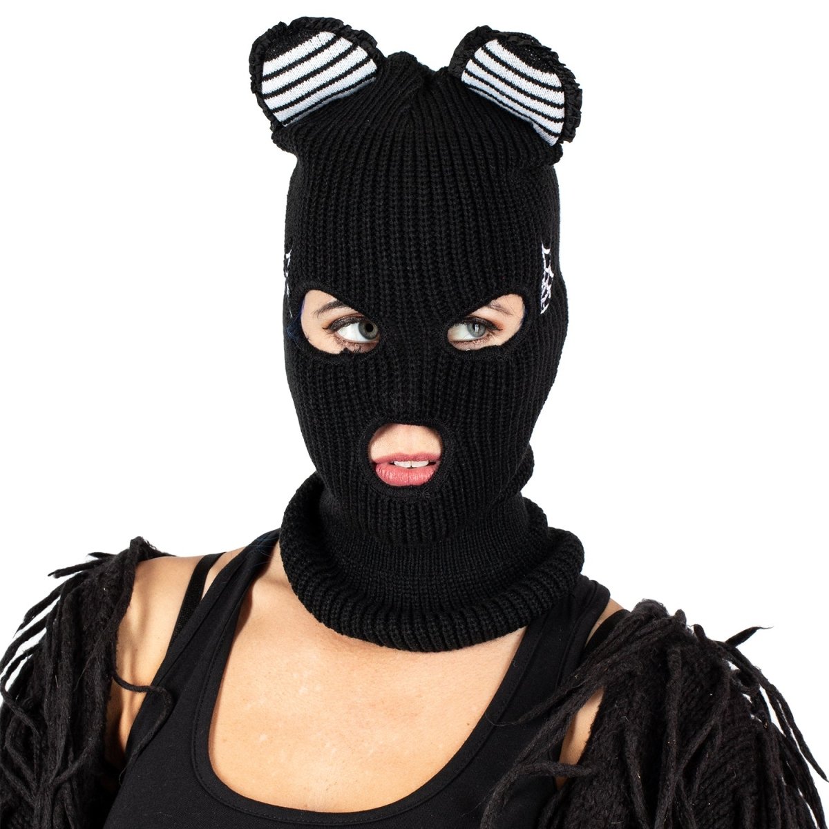 Too Fast | Kitty Cat Ears Embroidered Balaclava Ski Mask