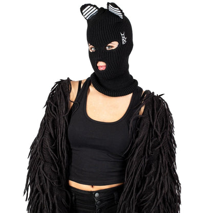 Too Fast | Kitty Cat Ears Embroidered Balaclava Ski Mask