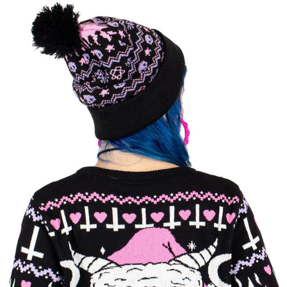 Too Fast | Merry Pastel Goth Xmas Pom Pom Knit Beanie