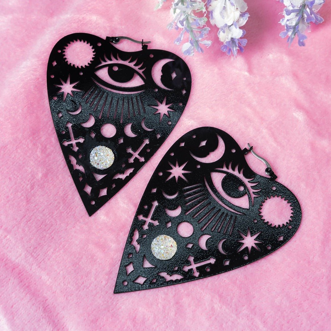 Too Fast | Mystical Ouija Planchette Hoop Earrings