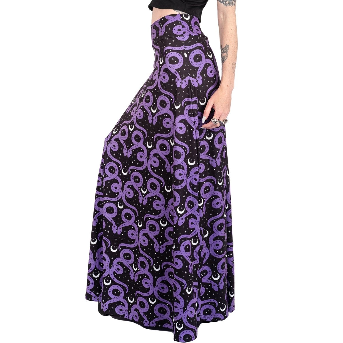 Too Fast | Mystical Purple Snake Moon Magick Maxi Skirt