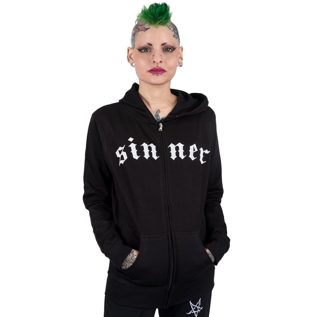 Too Fast | Occult Sinner Zip Up Hoodie Hooded Sweatshirt