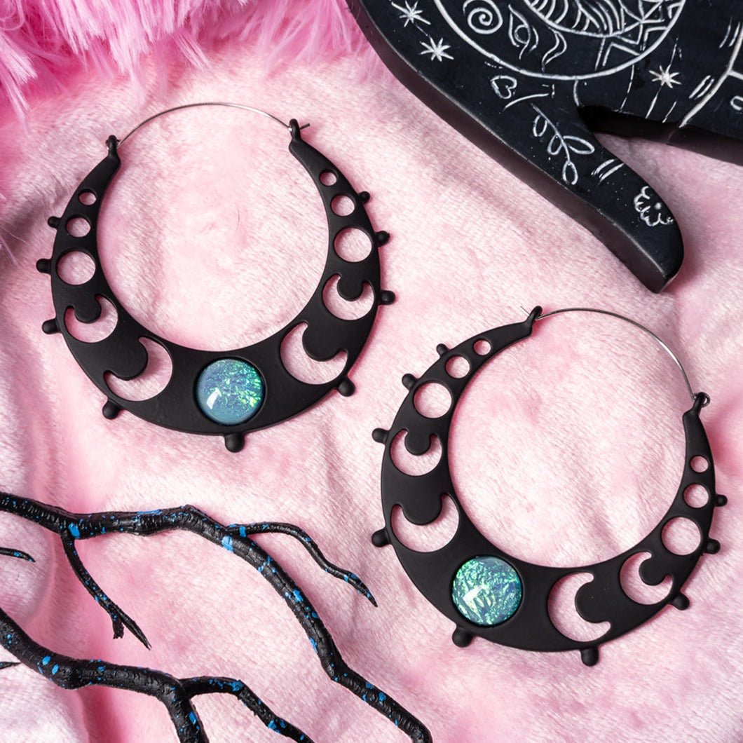 Too Fast | Phases Of The Moon Gem Hoop Earrings