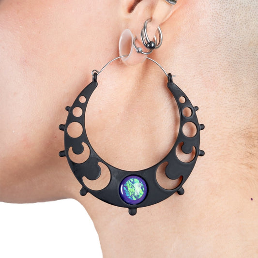 Too Fast | Phases Of The Moon Gem Hoop Earrings