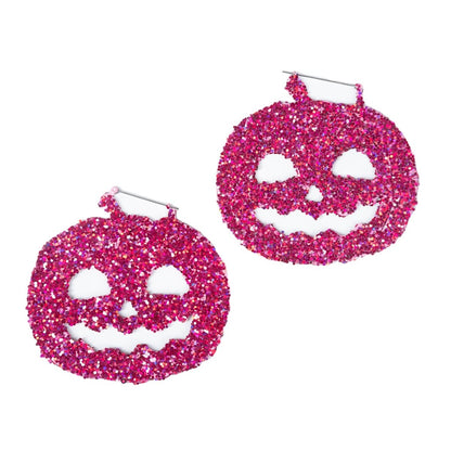 Too Fast | Pink Glitter Pumpkin Hoop Earrings