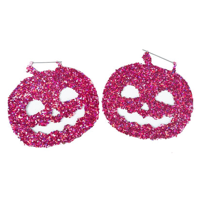 Too Fast | Pink Glitter Pumpkin Hoop Earrings