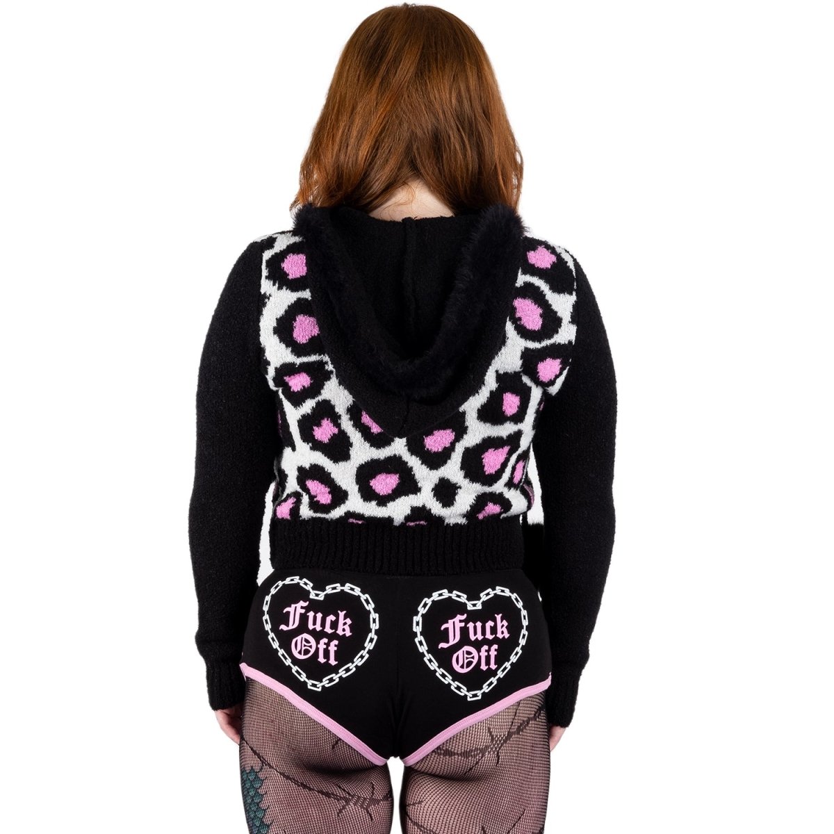 Too Fast | Pink Leopard Print Zip Up Cardigan Sweater