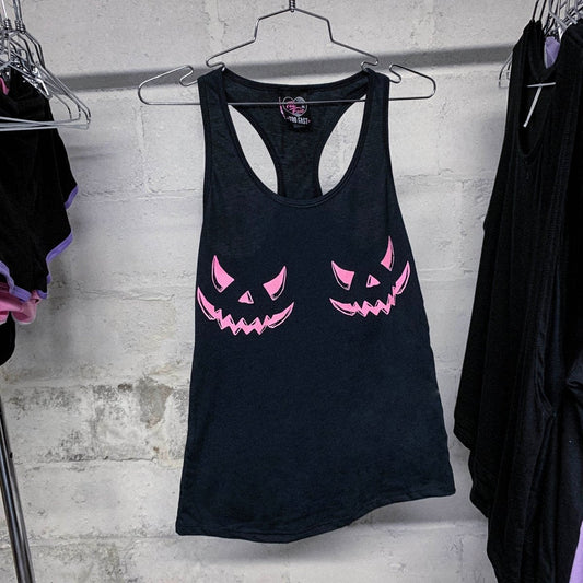 Too Fast | Pink Pumpkin Face Graphic Tank Racerback Tank