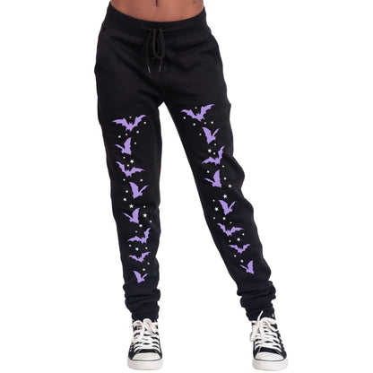 Too Fast | Purple Bats And Stars Fleece Sweatpants