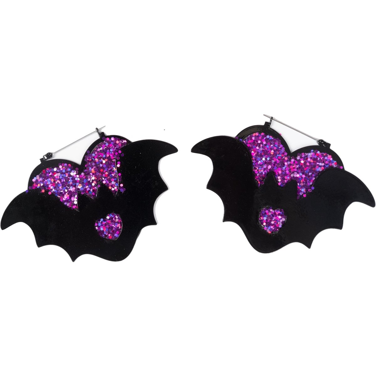 Too Fast | Purple Heart Bat Hoop Earrings