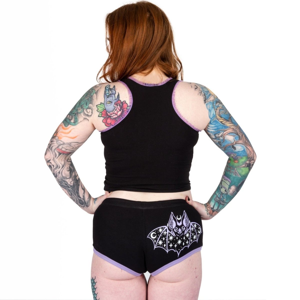 Too Fast | Purple Moon Bat Black Dolphin Shorts